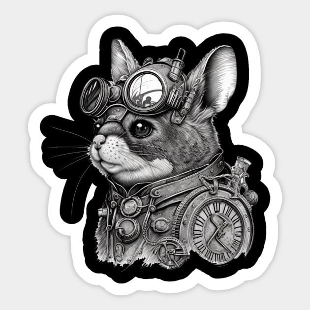 Steampunk Chinchilla illustration Sticker by gezwaters